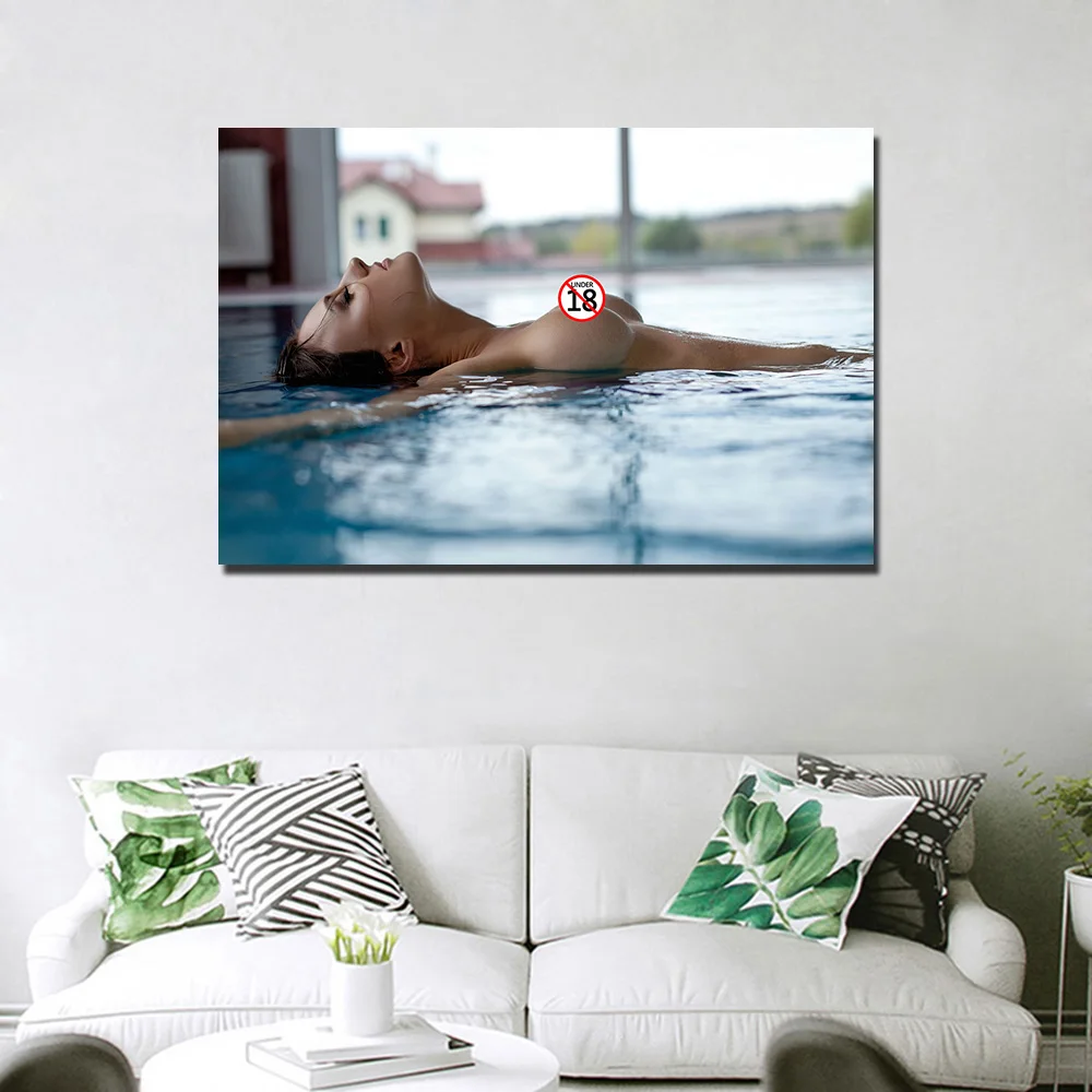 Sexy Girl in The Swimming Pool Photo Decorative Posters and Prints Canvas Painting Wall Art Picture For Living Room Decor