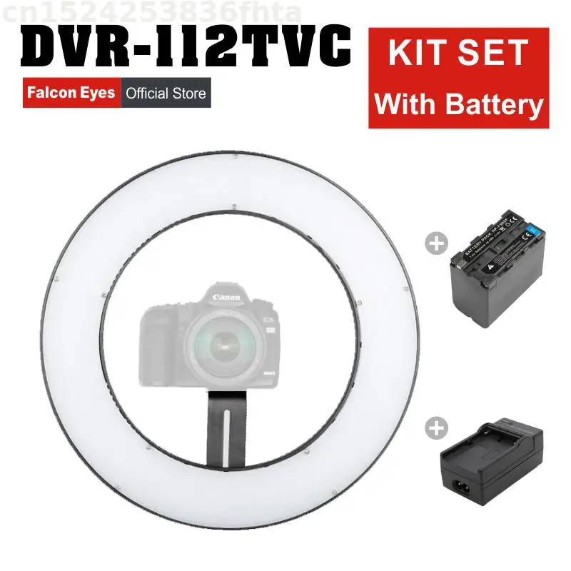 

Falcon Eyes 23W LED Beauty Ring Lamp 3000-5600K Dimmable Photo/Video/Film/Studio Photography Continuous Light DVR-112TVC Kit Set