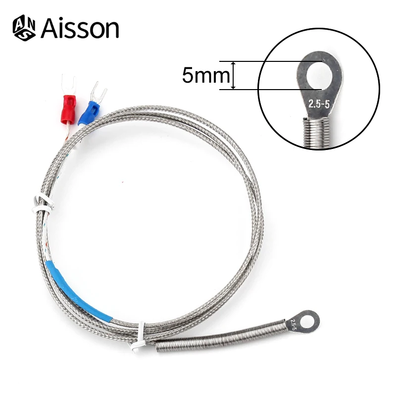 K E Type 5mm Hole Washer Thermocouple Temperature Sensor Probe 1/2/3/4/5M Cable For Industrial Temperature Controller