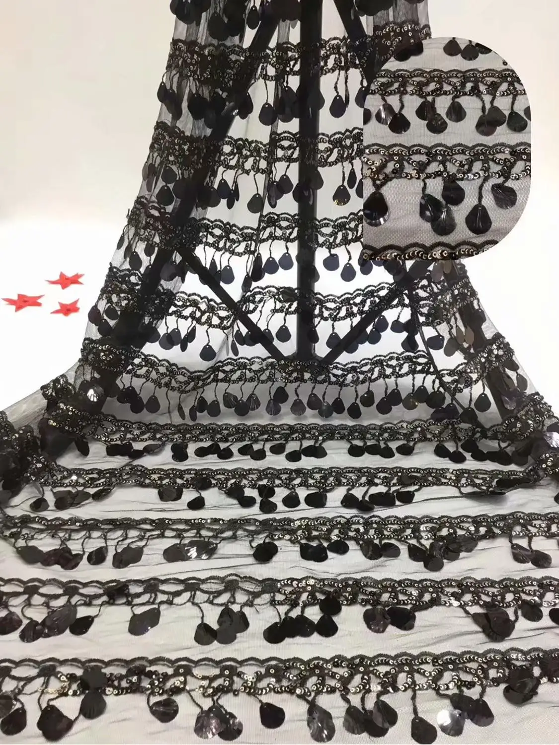 7 colros (5 ярдов/шт) бирюзовая черная африканская Тюлевая кружевная ткань оптом 3d