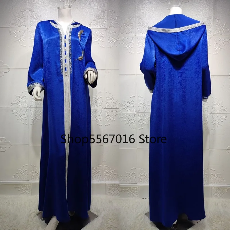 2021 Ramadan Mubarak Abayas For Women Dubai Muslim Hooded Dress Jalabiya Kaftan Moroccan Turkish Evening Gown Islam Clothing
