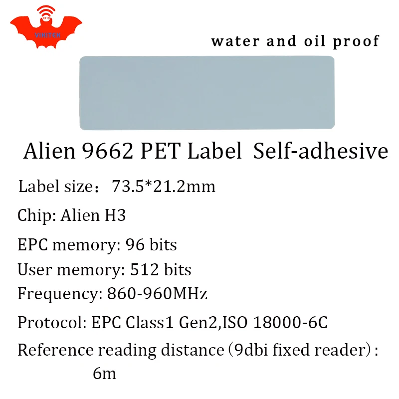 UHF RFID тег Alien 9662 печатная ПЭТ этикетка 915 МГц 900 868 860 960 Higgs3 EPCC1G2 6C смарт карта