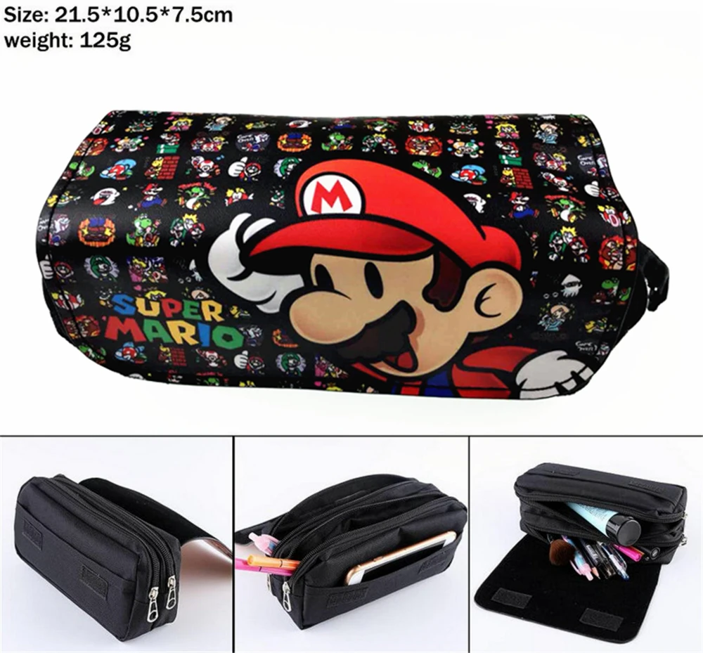 

Game Super Mario Student Pencil Case Penbag Boy Girl Zip Cosmetic Bags Canvas Cartoon Travel Multifunction Makeupbag Stationery