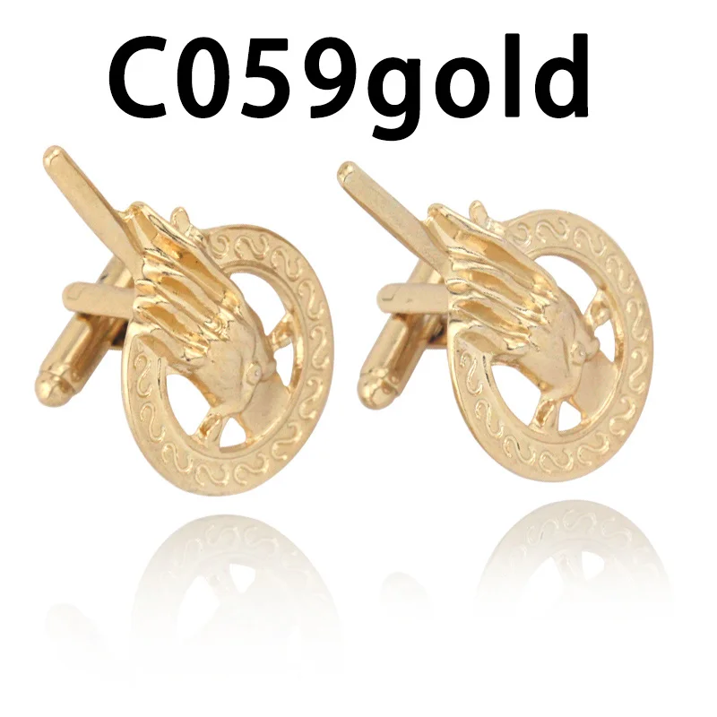 C059-gold Мода Игра престолов Старк семья запонки в виде головы волка рука короля запонки с драконом Свадебная вечеринка Винтаж манжеты ювелирные изделия - Окраска металла: C059-gold