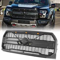 F150 Raptor Style Car Front Bumper Grille Upper Mesh Hood Grill w/ LED Light For Ford F-150 2015 2016 2017