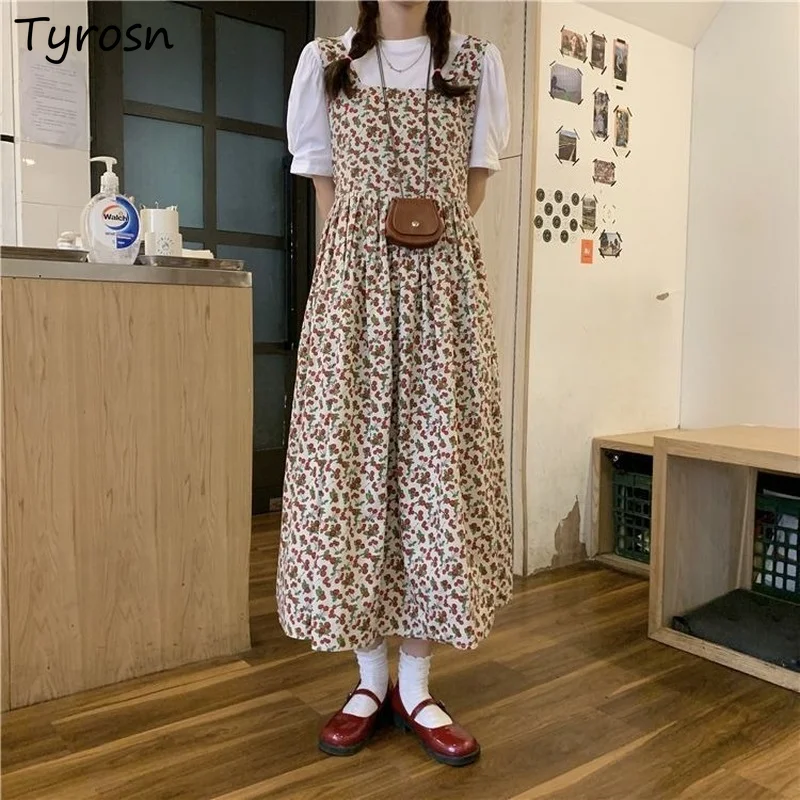 Платье-миди женское без рукавов милое платье-трапеция в стиле ретро с принтом