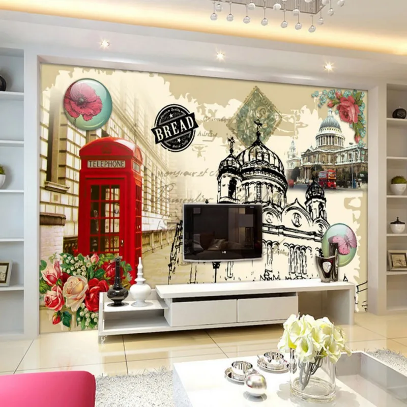 

Drop Shipping Custom 3d Wallpaper High Definition Wallpaper Retro European Architecture Guest Room Balcony Decoration Murals