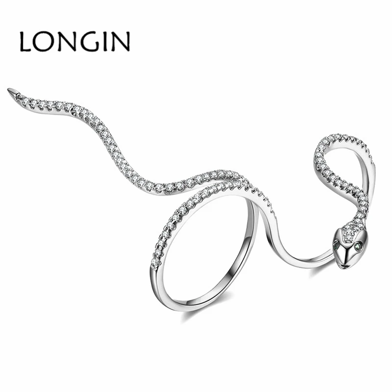 Женское кольцо в виде змеи LONGIN открытое золотистое и серебристое с
