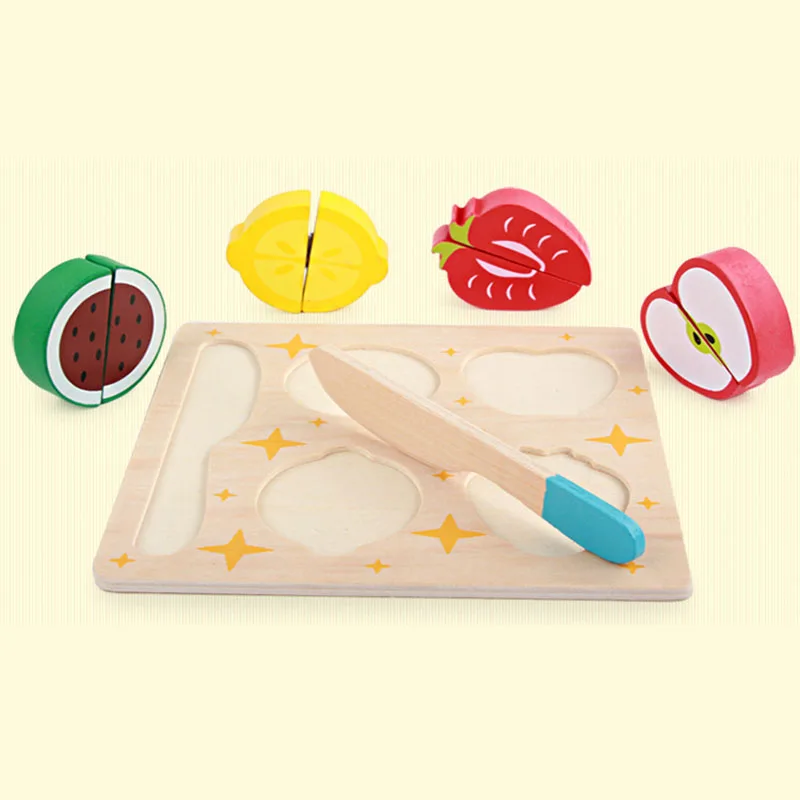 

Wooden Kitchen Cut Fruits Dessert Kids Cooking Kitchen Toy Food Pretend Play Puzzle Educational Toys