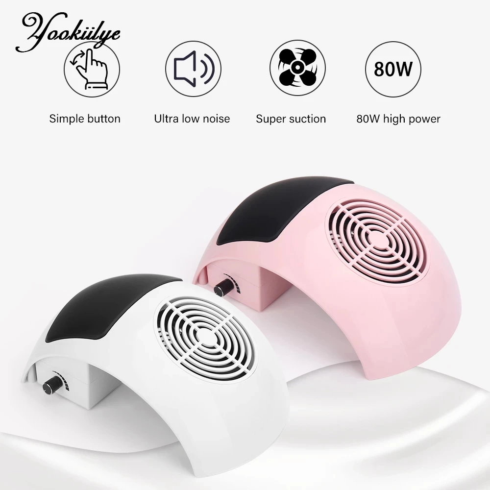 

80W Strong Nail Dust Vacuum Collector with Hand Pillow Filter Suction Fan Nail Dust Cleaner Manicure Machine Tool for Salon