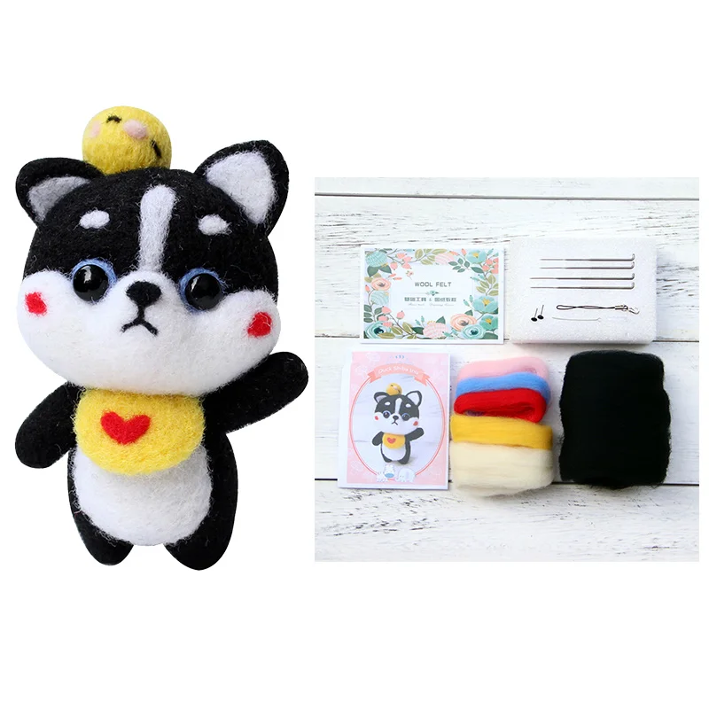 Duck Shiba Inu LMDZ 1 шт. несколько Подвески с изображениями животных мультфильм набор шерстяной вышитый набор Шерсть Войлок игла для валяния брелок вышивка своими руками - Цвет: Duck Shiba Inu
