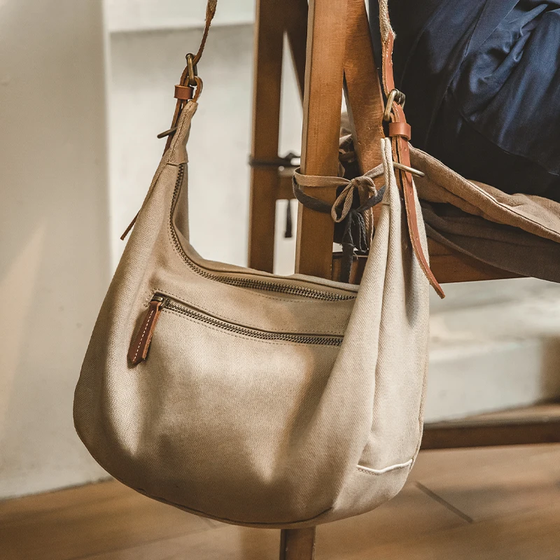 Мужская сумка-мессенджер в стиле ретро Maden коричневая Холщовая Сумка через плечо