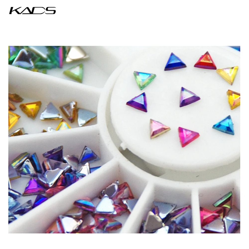KADS 1.5*3 мм AB Цвет Треугольник 600pcs12 Стиль Красочные Искусство Ногтей Советы Кристалл горный хрусталь Украшения DIY