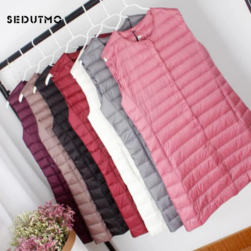 Зимняя Ультралегкая пуховая куртка SEDUTMO женское длинное пальто на утином пуху