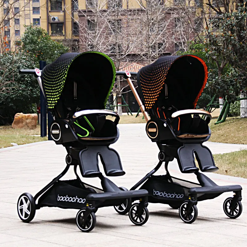 Walk the baby two-way stroller can sit, lie down and sleep, lightly foldable v18 high landscape sliding baby artifact