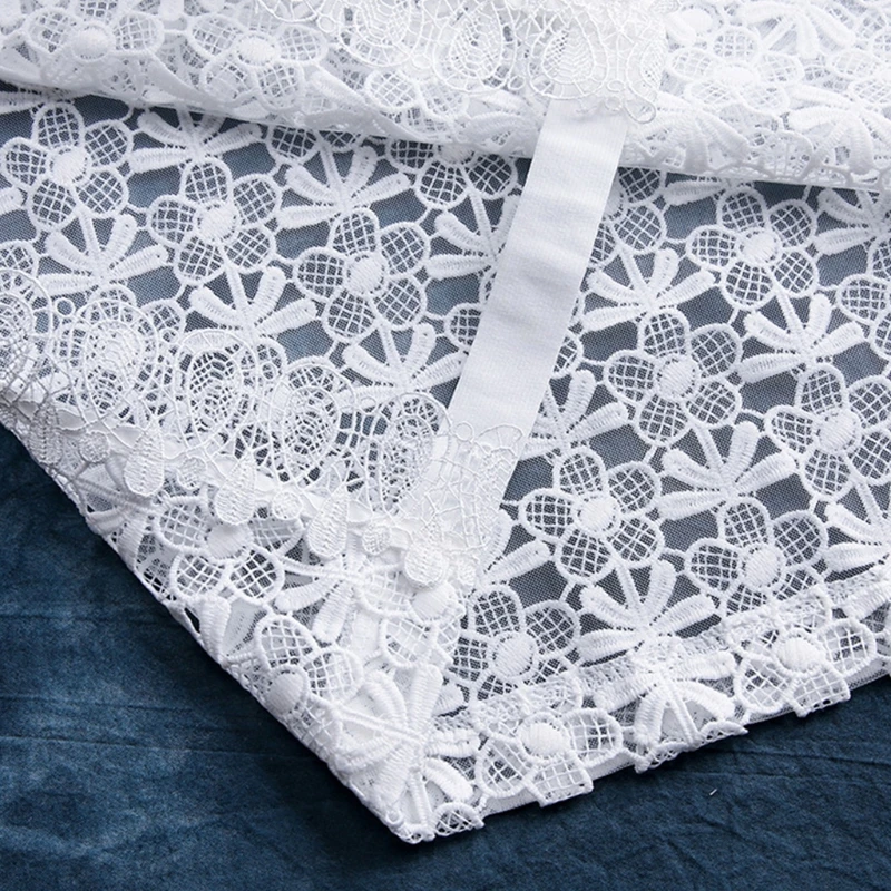 

Women Sweet Ruffled Stand-Up False Collar Hollow Out Floral Lace Detachable Pullover Half Shirt Decorative Dickey