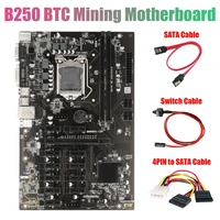 b250 btc miner motherboard with 4pin to sata cableswitch cablesata cable 12xgraphics card slot lga 1151 ddr4 usb3 0