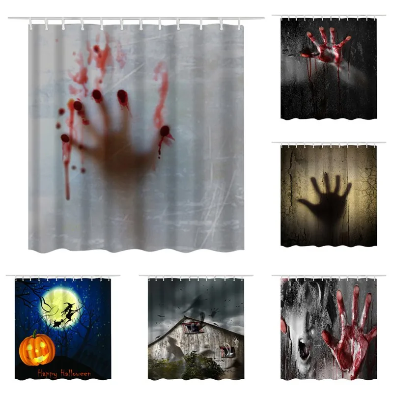 

Halloween Horror Shower Curtain Blood Hand Printing Curtain for Bathroom Waterproof Mildew Proof Shower Curtain Window Home111