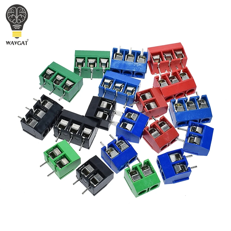 20 шт KF301 2P 3P 5.0 2Pin 3Pin винт 5 0 мм прямой печатной платы Клеммная колодка Разъем синий