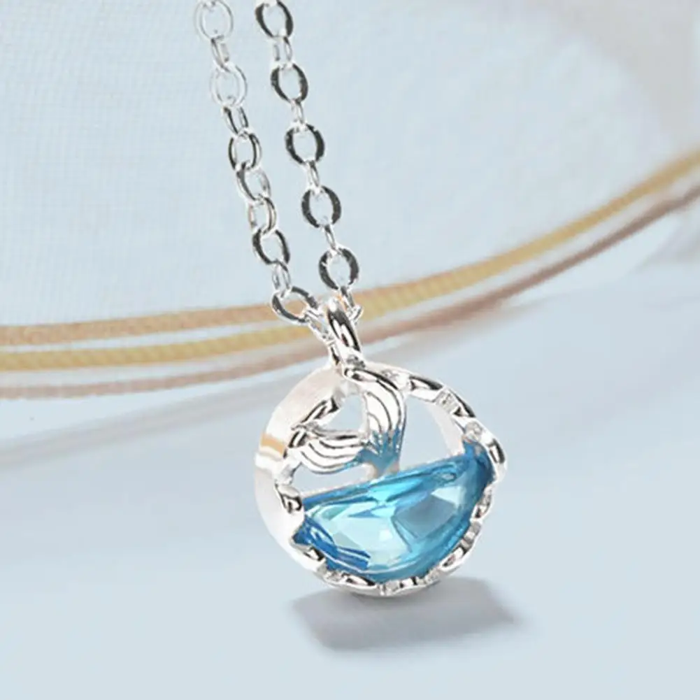 Женский Искусственный кристалл полые подвеска рыбий хвост ключица цепь ожерелье