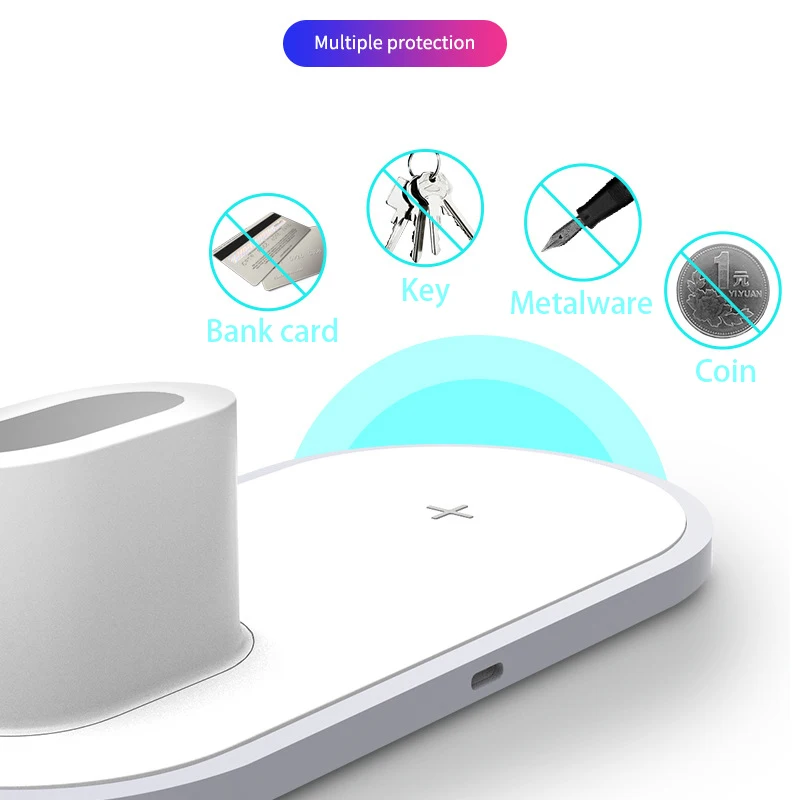 Беспроводное зарядное устройство Qi для samsung S10 S9 10 Вт быстрая зарядка Airpods Apple watch 1 2