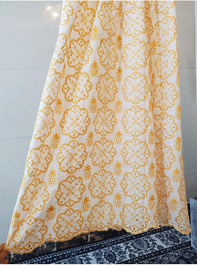 High Quality Lace Hollow Embroidery Women V Neck Puff Sleeve Holiday Long Dress 2020 Newest Summer Womans Runway Dresses Female | Женская