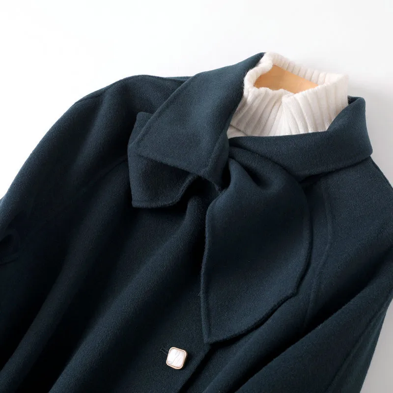 

Double Sided Woolen Cashmere Coat Women's Mid Length 2020 New Over The Knee Korean High End Woolen Coat Women Loose C084