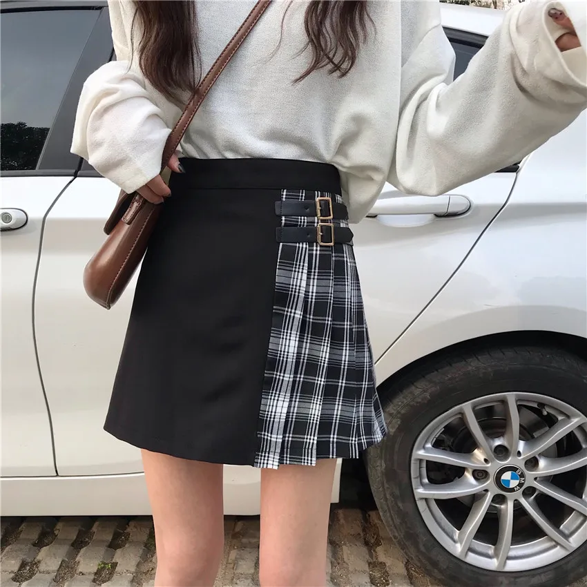 2019 женские летние юбки милые для девушек с высокой талией контрастный цвет