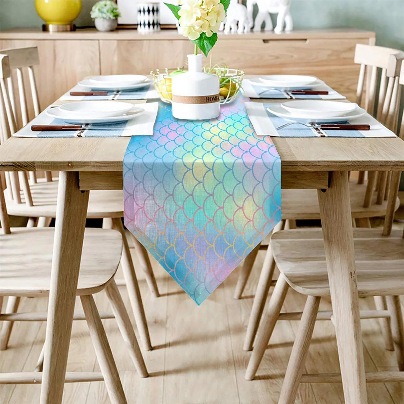 Современный Настольный бегун с рыбьими весами Русалочка цветной печатью