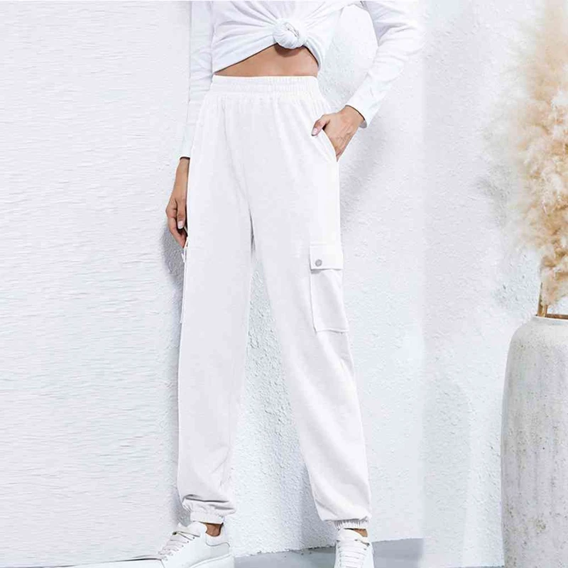 

Women Sweatpants Pockets High Waisted Sporty Gym Athletic Fit Jogger Pants Lounge Trousers