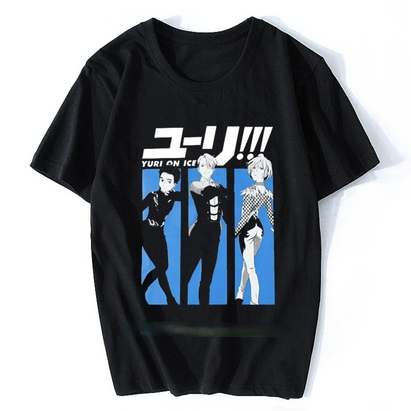 

Футболка для скейтеров Yuri On Ice, Мужская хлопковая футболка в стиле аниме, футболки в стиле хип-хоп, топы, уличная одежда