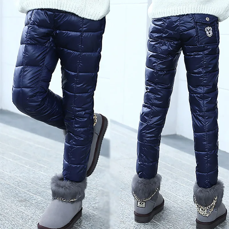Winter Children Down Cotton Clothing Boys Pants Girls Leggings Kids Warm Down Trousers Windproof Waterproof Snow Pants For Kids