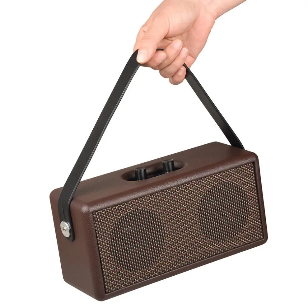 16W Vintage Brown and Black Color Speaker Portable & Retro Wood Design Stereo Sound for Suburban Camping / Dancing enlarge