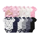 6 шт., детское хлопковое боди с коротким рукавом и мультяшным принтом