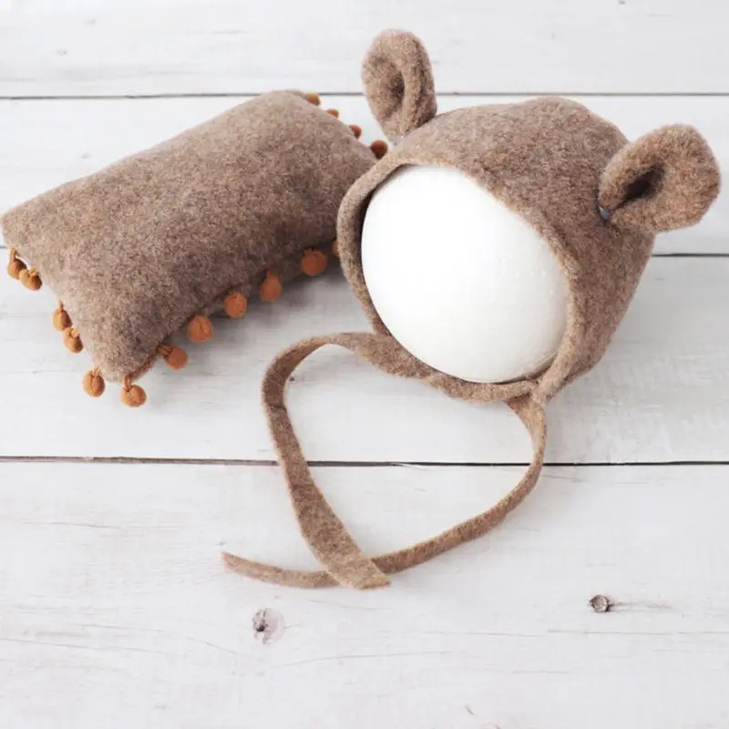 

2 Pcs/Set Baby Hair Felt Hat Pillow Newborn Photography Props Infants Photo Shooting Accessories