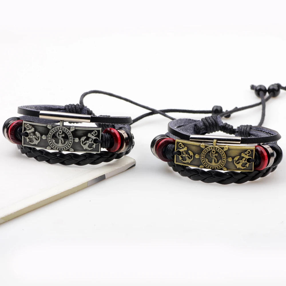 Модный многослойный Плетеный кожаный браслет браслеты для мужчин