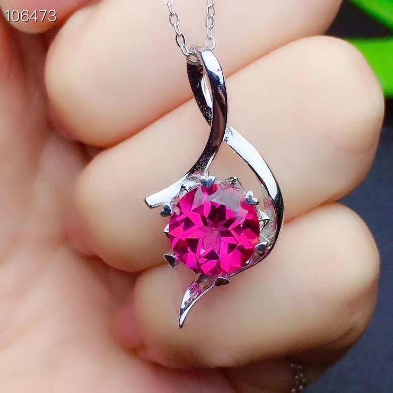 Женское Ожерелье с натуральным розовым топазом из серебра 925 пробы | Украшения и - Фото №1
