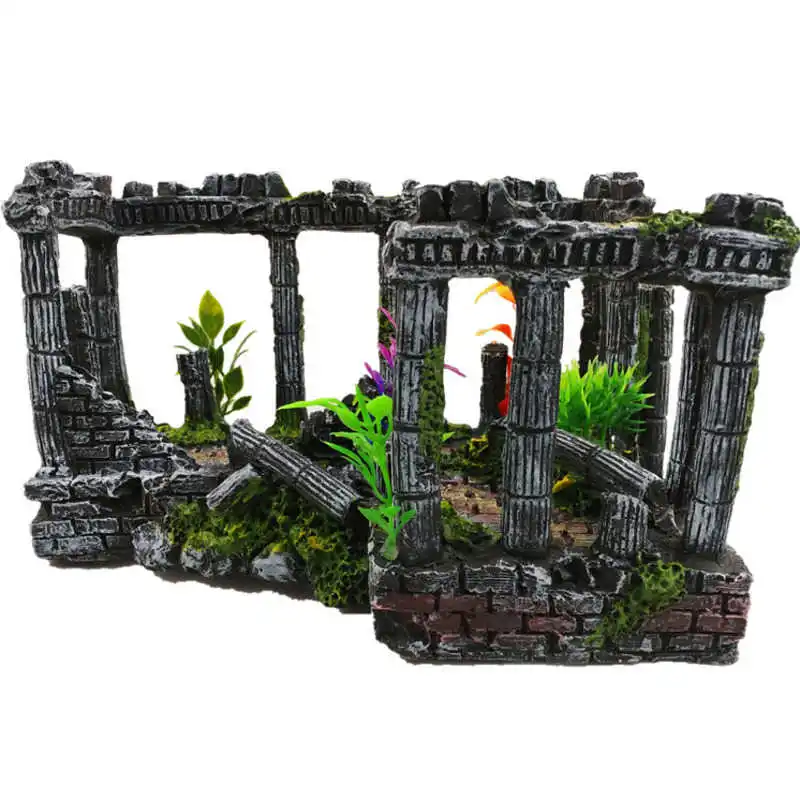 

Aquarium Decoration Resin Roman Column Ornaments Fish Tank Landscaping Decor Fishand Shrimp Shelter Garden Aquascape Accessories