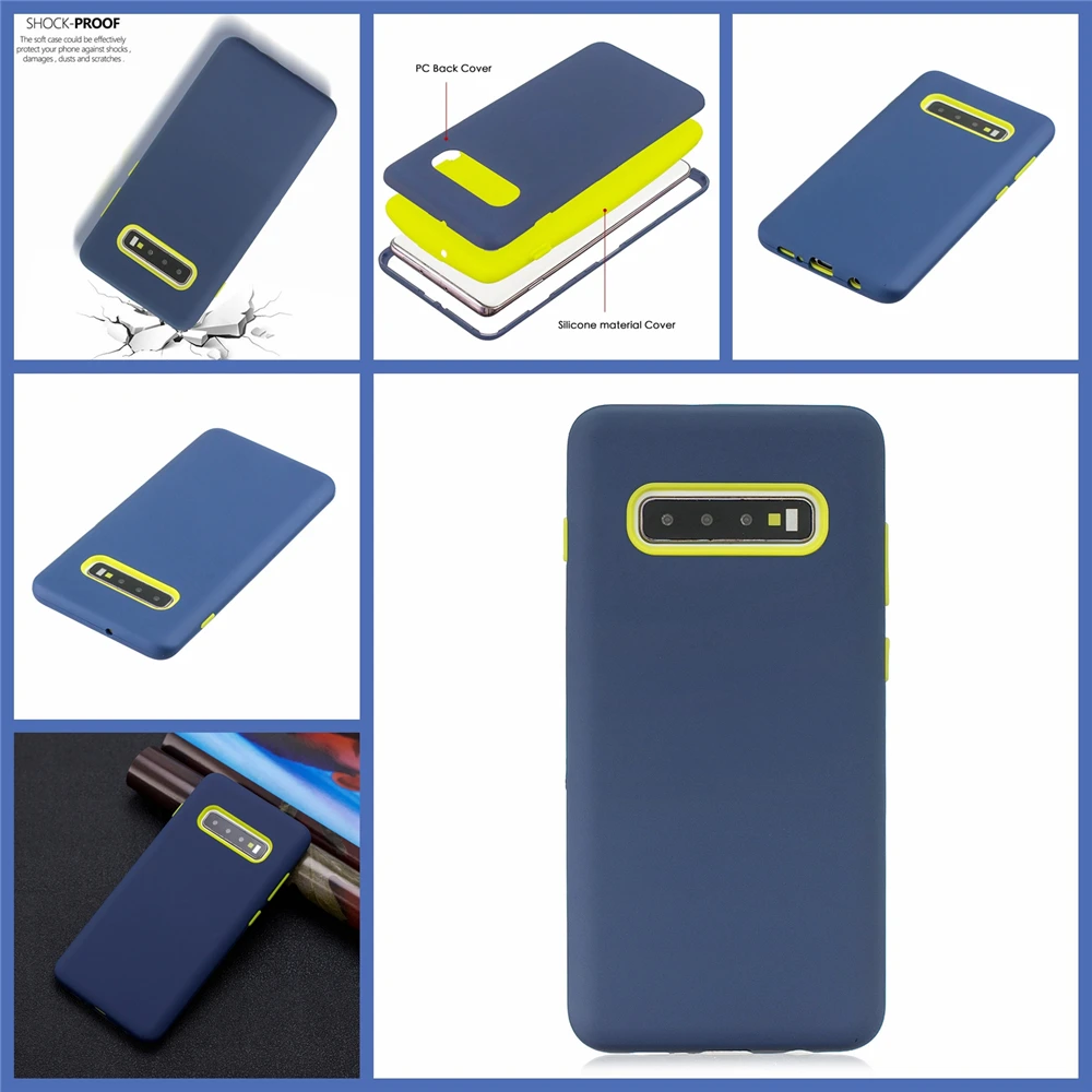 For Samsung Galaxy S10 Case Silicone + PC Slim Fit Dual Layer Phone Back 3 in 1 Anti-Scratch Shockproof Protective Shell |