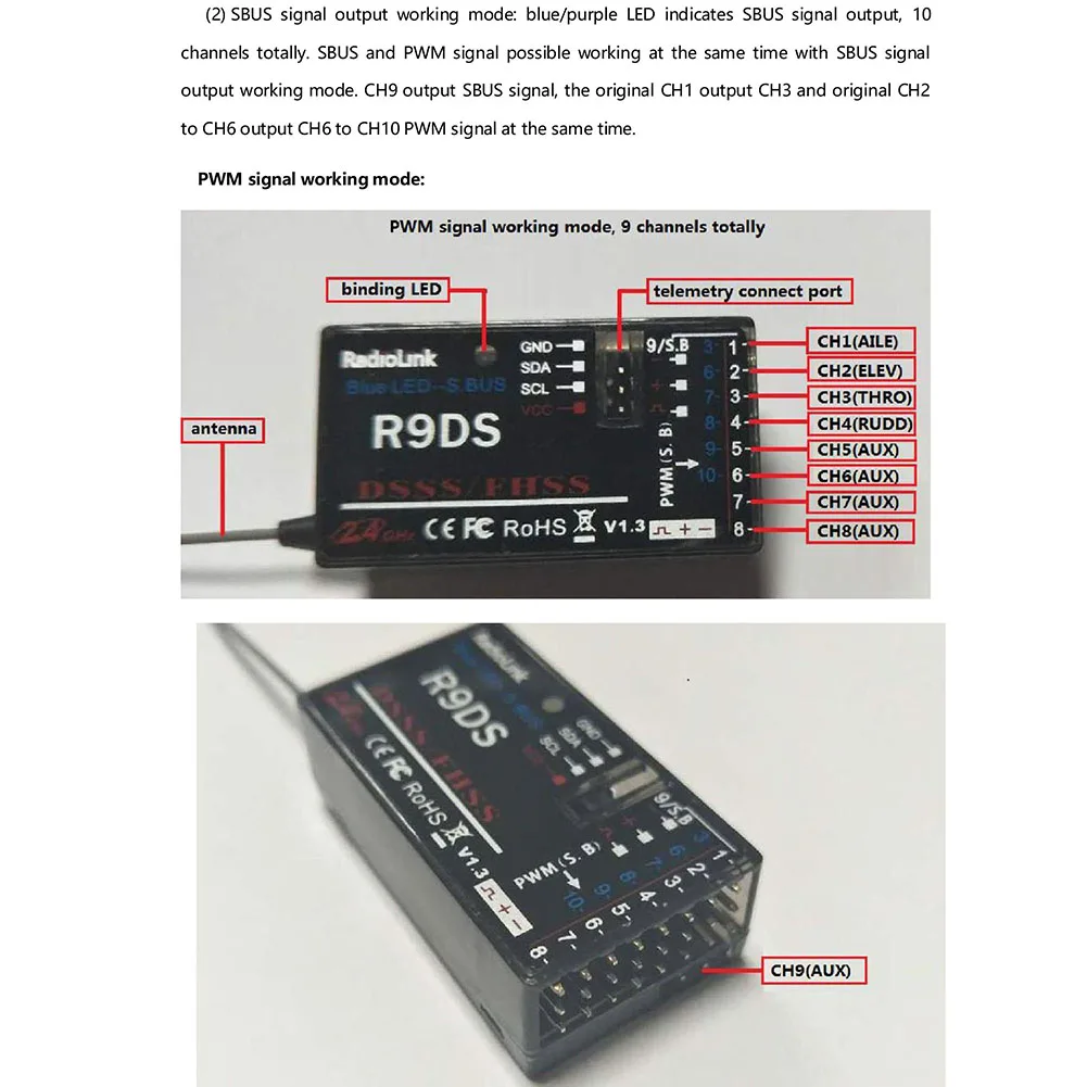 Radiolink R6F/R7FG/R9DSR/R12DS 2,4 ГГц 6CH/7CH/9CH приемник для RC6GS RC4GS RC3S RC4G T8FB передатчика радиоуправляемой модели RC сигнал приемника