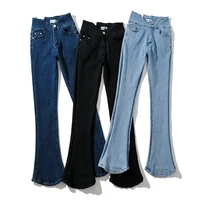 women flare jeans pants vintage denim ladies jeans women high waist fashion stretch pocket trousers plus size wide leg jeans