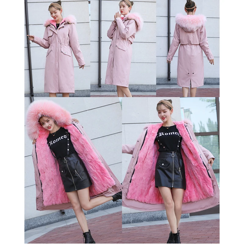 Women Winter Jacket Real Fur Coat Long Parka waterproof women coat Natural fox Fur Collar Thick Warm Real Rex rabbit hair Liner