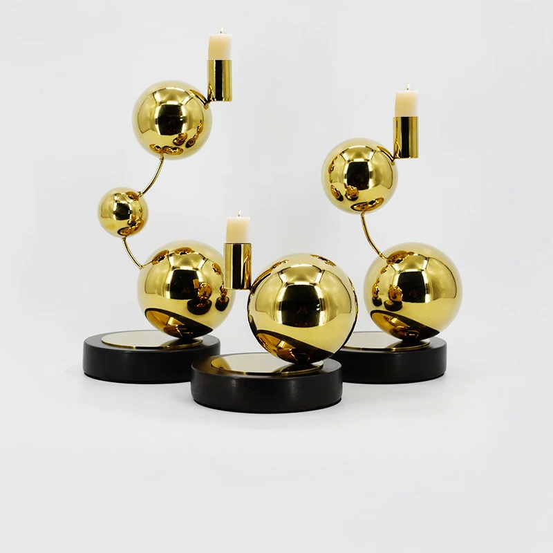 

Light luxury candle holder ornaments golden stainless steel nordic table decoration romantic simple modern light luxury