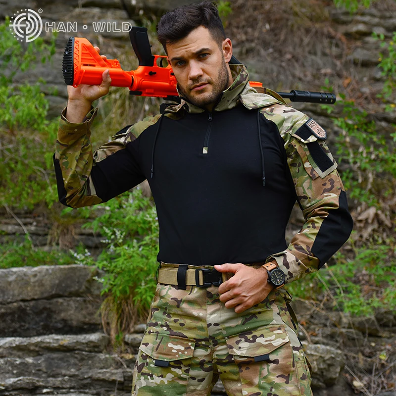 Тактическая охотничья рубашка HAN WILD Боевая камуфляжная уличная для альпинизма