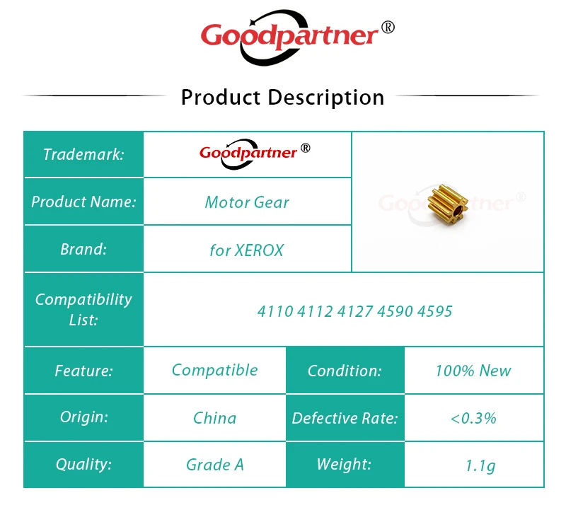 1X 655N00367 подъемная Шестерня двигателя для XEROX 4110 4112 4127 4590 4595 240 242 250 252 260 V80 V180 V2100 V3100