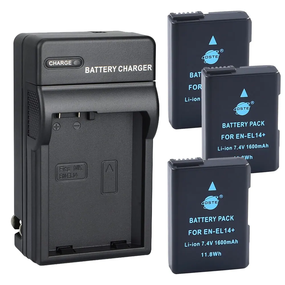 3 battery 1 charger 1600 мАч 3 шт. EN-EL14A EN-EL14 ENEL14 Батарея+ Зарядное устройство для Nikon D3100 D3200 D3300 D3400 D3500 D5600 D5100 D5200 P7000 батареи - Цвет: 3 battery 1 charger
