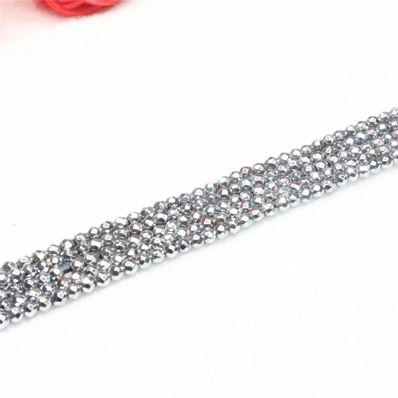 Новый серебристый гематитовый камень 2 мм 3 Круглые граненые свободные бусины