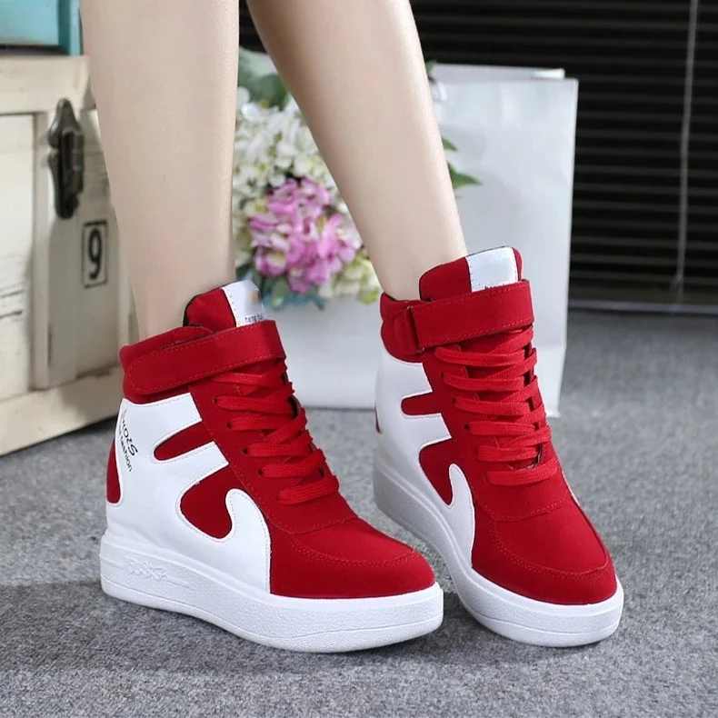 

red sneakers women 2021 High top Platform Sneakers women Casual Wedges shoes Womens Shoes Black Platform Vulcanize Shoes Women