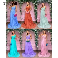 thinyfull fashion red long one shoulde evening party dresses sleeveless a line formal night prom gowns dress vestidos de festa