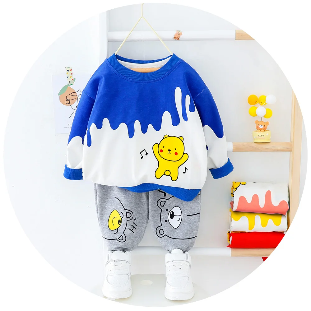 Брендовая одежда для малышей Комплект мальчиков Милая футболка с круглым